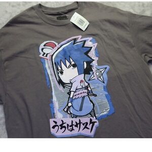 Naruto Shippuden 20th Anniv Sasuke Uchiha Anime Manga Gray T Shirt‎ XL New NWT